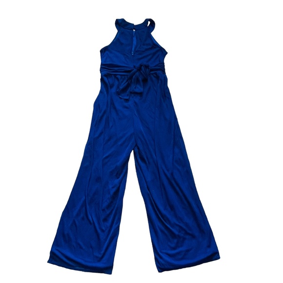 Poppies and Roses Royal Blue Jeweled Collar Jumpsuit - Size 12 - Picture 7 of 16